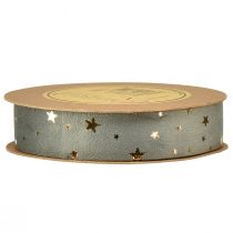 Artículo Cinta de terciopelo, cinta de estrella, gris dorado, cinta decorativa, 25 mm de ancho, 8 m de largo