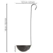 Artículo Maceta decorativa, paleta, color antracita, Ø12,5 cm, 3 piezas