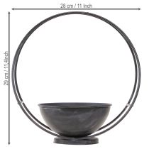 Artículo Bol con pie, anillo decorativo, metal, antracita, 29 cm de alto, 2 piezas
