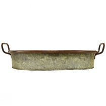 Artículo Bandeja ovalada de metal con asa, color óxido, 46/52 cm, juego de 2
