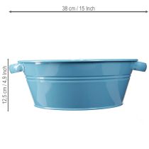 Artículo Bol redondo con asa, bol decorativo, bol para flores, azul, Ø33,5 cm