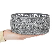 Artículo Bol decorativo de metal, diseño gris y blanco, Ø16/19,5/23,5 cm, juego de 3