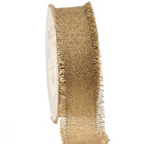 Artículo Cinta decorativa con flecos dorados marrones A40mm L15m