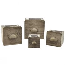 Artículo Juego de cajones de madera con tirador, marrón pulido - almacenamiento rústico, juego de diferentes tamaños, 4 piezas