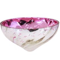 Artículo Portavelas flotante de cristal plateado y morado, Ø7 cm, 3 unidades