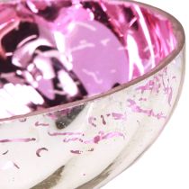 Artículo Portavelas flotante de cristal plateado y morado, Ø7 cm, 3 unidades