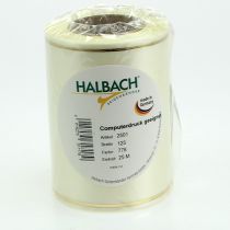 Artículo Cinta de corona color crema con borde dorado, supersatinada, 125 mm de ancho, 25 m de largo - Impermeable, ideal para impresión por ordenador y respetuosa con el medio ambiente