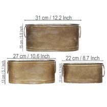 Artículo Conjunto de macetas y tinas de metal, estilo retro vintage, L22,5cm/27cm/31cm