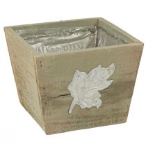 Artículo Macetero de madera Shabby Chic gris 11×14,5×14cm