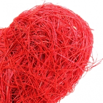 Corazón de sisal 7,5cm rojo en palo 12uds