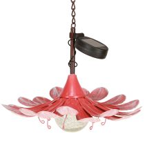 Artículo Lámpara LED solar para jardín con flores, metal, color rosa, diámetro 30 cm