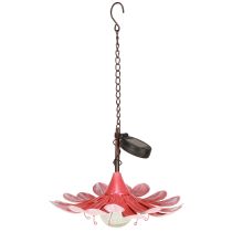 Artículo Lámpara LED solar para jardín con flores, metal, color rosa, diámetro 30 cm