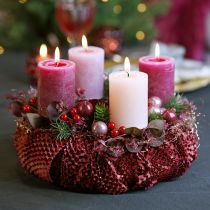 Artículo Mini bolas navideñas alambre vidrio burdeos rosa Ø2cm 140ud