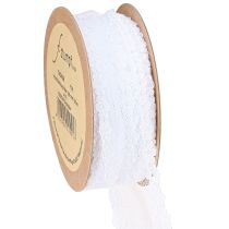 Artículo Cinta de encaje para boda, cinta decorativa, encaje blanco, 28 mm, 20 m
