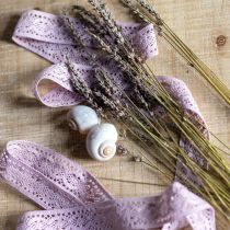 Artículo Cinta de encaje decorativa morada con flores de primavera, ancho 18 mm, largo 20 m