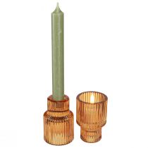 Artículo Portavelas Stick de vidrio portavelas naranja H8cm 4 piezas