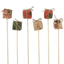 Artículo Tapón de flores regalo rojo verde beige natural 3,5cm 12uds