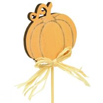 Artículo Tacos de flores madera calabaza decoración naranja natural 6,5x7cm 12 piezas