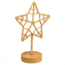 Artículo Decoración estrella soporte madera metal fibra natural Ø15cm 2ud