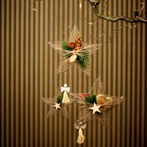 Artículo Estrella envuelta en yute decoración navideña rústica 20cm 4ud