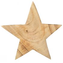Artículo Estrella decorativa rústica de madera de paulownia - diseño natural, Ø 15 cm, 6 cm de grosor - decoración de madera versátil - 2 piezas