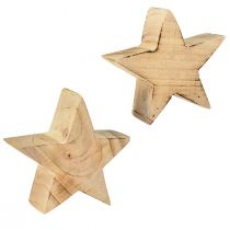 Artículo Estrella decorativa rústica de madera de paulownia - diseño natural, Ø 15 cm, 6 cm de grosor - decoración de madera versátil - 2 piezas