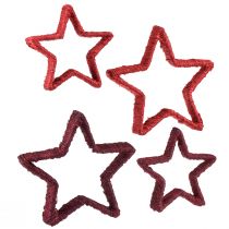 Artículo Estrella de pie decoración navideña yute rojo 13/18cm 4ud