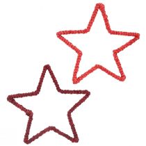 Artículo Estrellas para corona de Adviento decoración navideña yute rojo 15cm 8 piezas