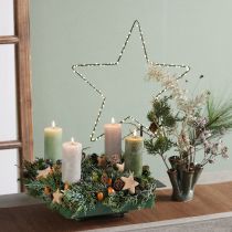 Artículo Velas de pilar teñidas en 3 colores, verde, 70×120mm, 12 piezas