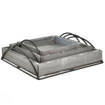 Artículo Versátil juego de bandejas de madera gris - Varios tamaños - Elegante solución de almacenamiento y servicio - Juego de 3