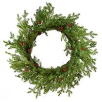Artículo Corona de abeto artificial con piñas verde marrón Ø49cm
