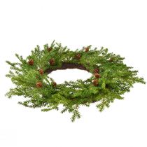 Artículo Corona de abeto artificial, verde-marrón con piñas, decoración navideña, Ø49cm