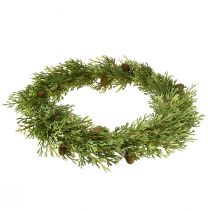 Artículo Corona de abeto artificial con piñas, decoración navideña, corona para puerta, Ø36cm, verde