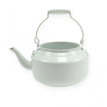 Artículo Tetera decorativa de metal blanco macetero Ø12cm H10cm