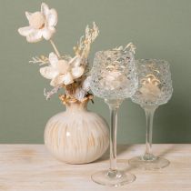 Artículo Portavelas cónico de cristal con base, 19,5/22,5 cm de alto, juego de 2