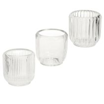Artículo Portavelas portavelas de cristal transparente Ø8cm H8cm 6 uds