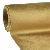 Artículo Camino de mesa de terciopelo con cinta de mesa, tela decorativa marrón dorada, 28×270cm para decoración de mesa