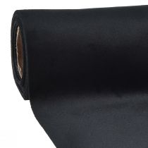 Artículo Camino de mesa de terciopelo negro, tejido decorativo brillante, 28×270 cm - elegante camino de mesa para ocasiones festivas