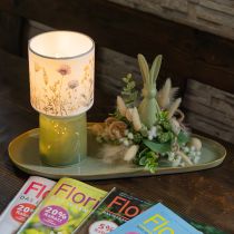 Artículo Lámpara de mesa LED con estampado floral para una iluminación elegante en el salón, 23 cm.