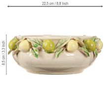 Artículo Cuenco de cerámica con limones – Cuenco decorativo mediterráneo para mesa y cocina Ø21,5cm H8,5cm