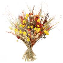 Artículo Ramo decorativo seco "Cardo y Milenrama" Naranja-Natural en Blanqueado, 55 cm, 150 g - Estilo Campestre