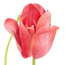 Artículo Flor artificial de tulipán roja, flor artificial de primavera naranja Al. 67 cm