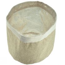 Artículo Cesta de tela de yute natural para macetas, Ø28cm, H25cm, 3 unidades