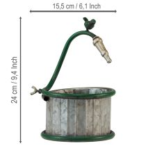 Artículo Macetero metálico, barril de lluvia, diseño de pájaro, decoración para balcón, Ø15,5 cm