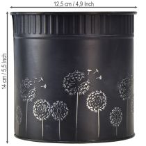 Artículo Maceta con forma de diente de león, negra, Ø12,5 cm, H14 cm