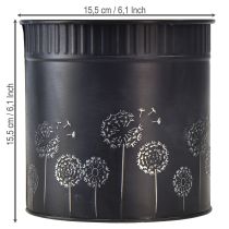 Artículo Maceta con forma de diente de león, negra, Ø15,5 cm, H15,5 cm