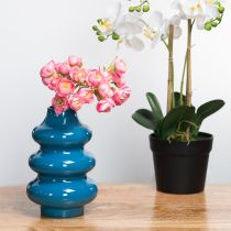 Artículo Jarrón, complemento para el hogar con superficie ondulada para un ambiente moderno, 23cm