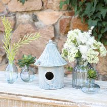Artículo Casita para pájaros para colgar de metal en color blanco azul Ø15cm H21cm