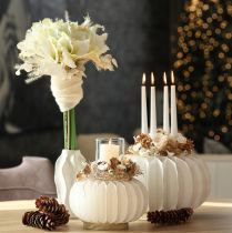 Artículo Anillo de papel de nido de abeja redondo grande con forma de calabaza para flores secas y decoración otoñal, 24 cm, 4 unidades.