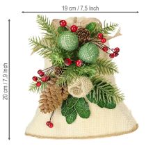 Artículo Adorno navideño de pared, campana, yute, surtido, 20 cm de alto, 2 unidades